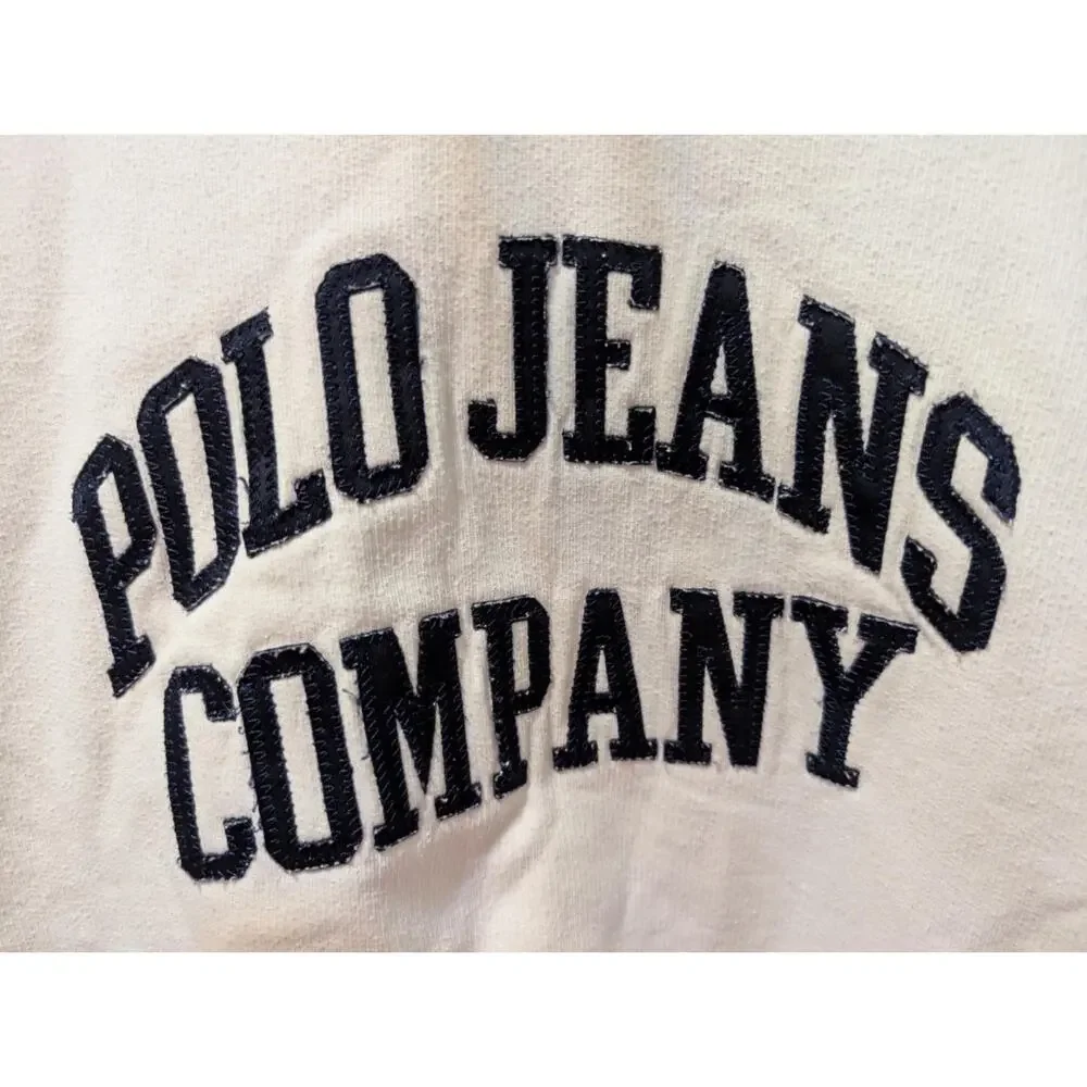 Vintage White Polo Jeans Co Ralph Lauren Mens S Embroidered Spellout Hoodie